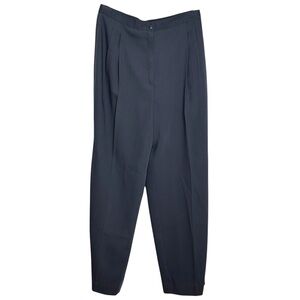 Vintage High Rise Pleated Navy Tapered Trouser Pants Size 12P Businesscore